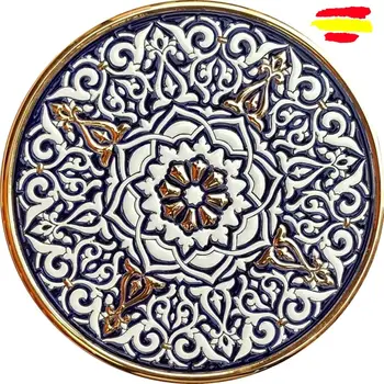

Ceramics plate-32 cm/12,6 inch Diameter - ceramics Spanish - enameled handmade - made in Spain - oro 24k - ARTECER-
