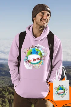 

Angemiel Wear Save The Earth Panda Pink Male Hooded Sweatshirt Bags Kombin