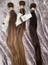 Hueso recto Highligh mechones con cierre brasileño extensiones de pelo ondulado mechones con cierre extensiones de cabello humano mechones con cierre cabello Remy