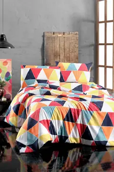 

Easy Iron Colorful Geometric Pattern Double Duvet Cover Set Gift Home