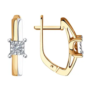 

Sokolov drop earrings with stones in combined gold with diamonds, fashion jewelry, 585, women's male, long earrings