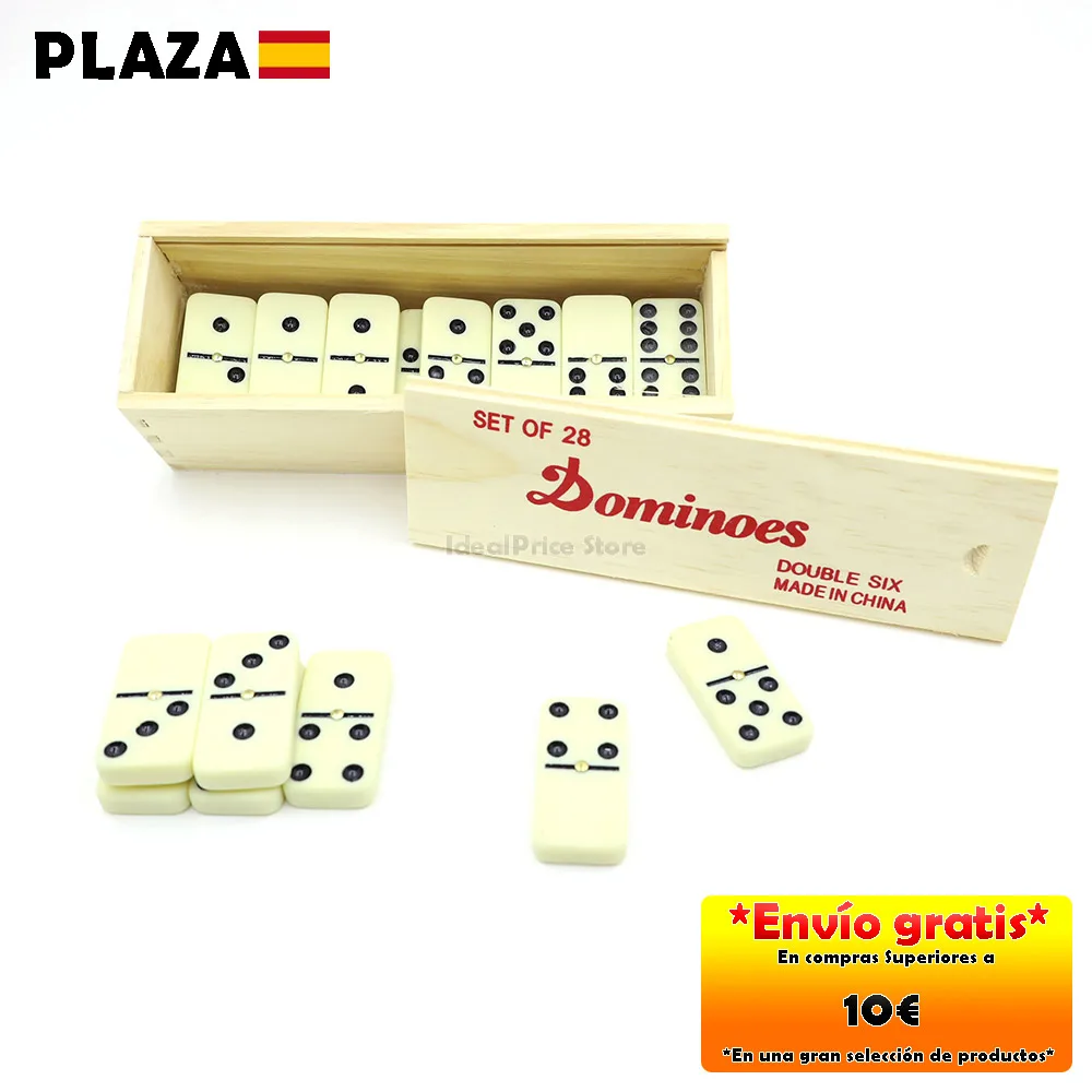 Idealprice Store® Set 28 piezas de dominó presentados en una caja con tapa deslizable, Juego tradicional, Juegos de mesa,