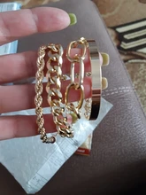 VKME-Conjunto de pulseras de cadena cubana Punk para mujer, brazaletes con abalorios de Color dorado grueso, estilo bohemio, Miami, 4 Uds.