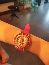 UTHAI-Reloj de pulsera CQ19 para niños, relojes de cuarzo para niñas, caballo de la bestia de dibujos animados, regalo de correa de silicona, rojo rosa