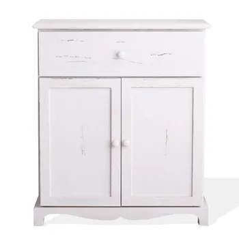 

Rebecca Mobili Cupboard Cabinet White Shabby Chic 1 Drawer Vintage 70x60x30