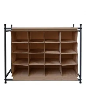 

Mobili Rebecca Shoe Organiser Storage Rack 16 Compartments Fabric 65x82x35