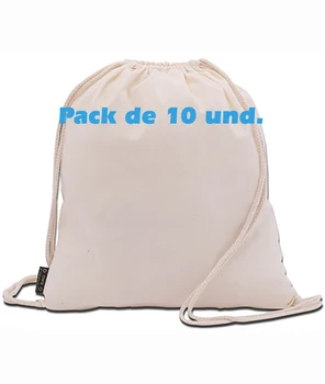 

Natural lace up cotton bag backpack, size 39x35 cm. Envio 14-48 h.