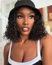 Peluca de Bob corto con onda de encaje en el agua, pelucas de cabello humano 13x4 con encaje frontal de Bob brasileño, corte Pixie Bob, peluca de cabello humano rizado