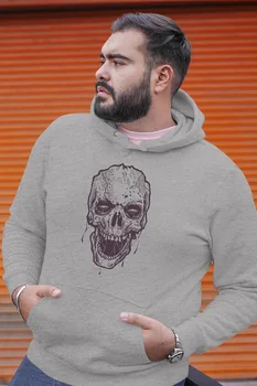 

Angemiel Wear Lineal Skull And Crossbones Gray Men 'S Hooded Sweatshirt