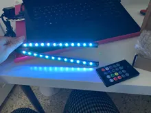 Lámpara led ambiental para coche, luces decorativas para interior, control remoto inalámbrico de música, múltiples modos