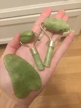 Rodillo masajeador Facial de Guasha Junta doble cabezas de remodelación de cara de elevación masajeador Natural Jade piedra cuello delgado herramienta de cuidado
