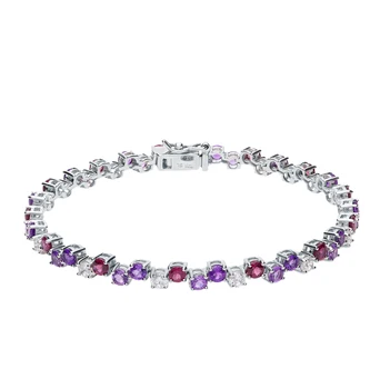 

Silver Bracelet with rhodolite and amethyst sunlight sample 925 test