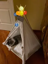 Pet Teepee Dog & Cat Bed White Canvas Dog Cute House-Portable Washable Dog Tents 