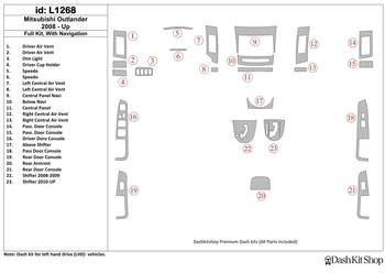 

Interior lining for Mitsubishi Outlander 2008-UP. Set L1268.