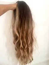 EASIHAIR-pelucas onduladas de cuerpo largo para mujer cabello sintético degradado, negro, marrón, Rubio, Cosplay, parte media Natural, resistente al calor