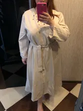 Summer Dresses Buttons V-Neck Lace-Up Oversize Colorfaith Women Spring Vintage Casual