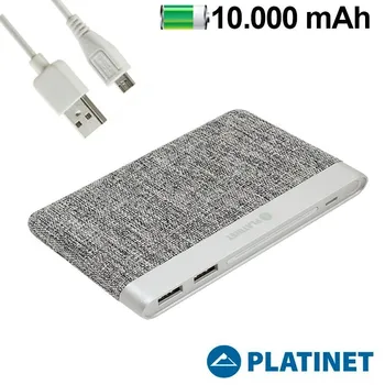 

Bateria Externa Universal Power Bank 10.000 mAh Polímero Slim (2 x usb / 2.1A) Textil Gris Claro Platinet
