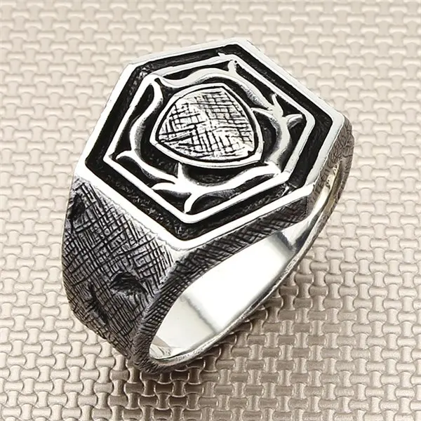 

Shield Silver Ring Men Solid 925 Sterling Quality Elegant Luxury Excellent Extraordinary Impressive New charming Stylish Design