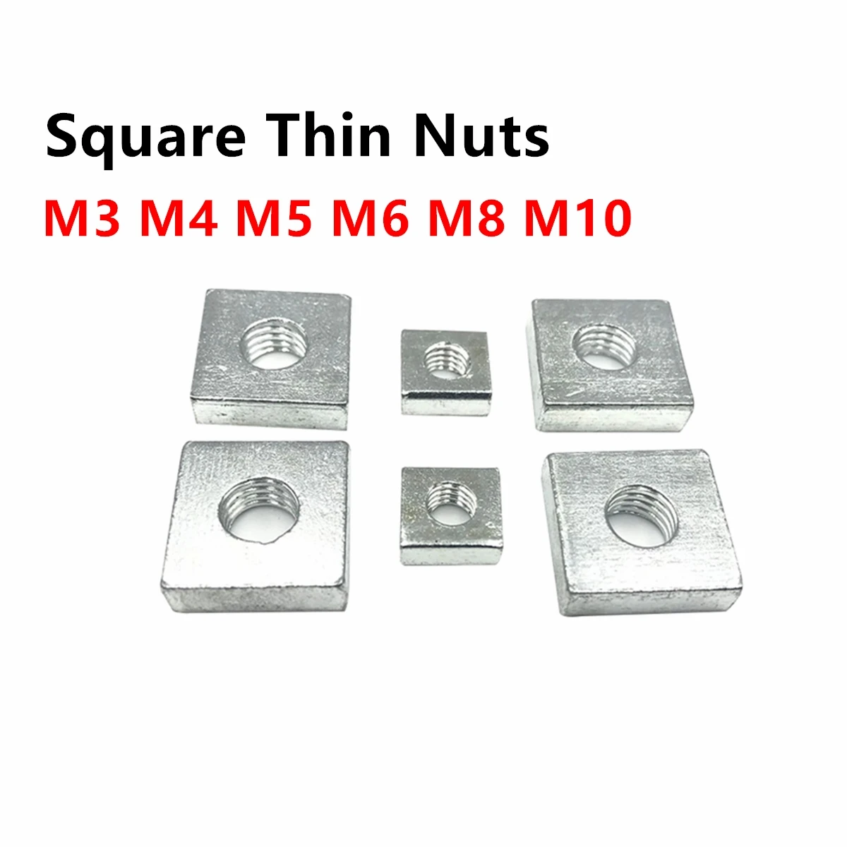 10PCS Square Thin Nuts M3 M4 M5 M6 M8 M10 Carbon Steel Galvanized Zinc ...