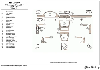 

Interior lining for Volkswagen CC 2009-2011. Set L2010.