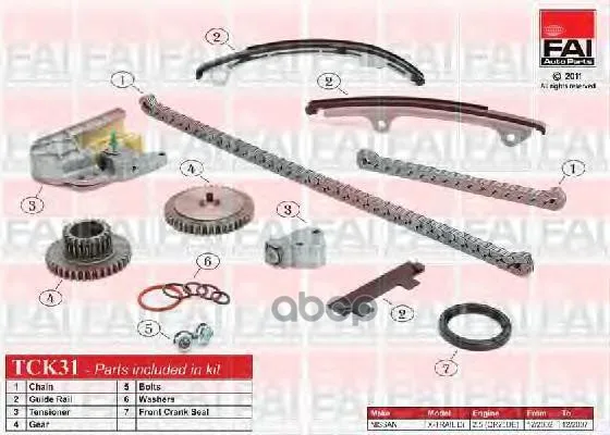 Комплект Цепи Грм Nissan Primera(P12) 2.0 03/02-(Qr20de) FAI арт. TCK31