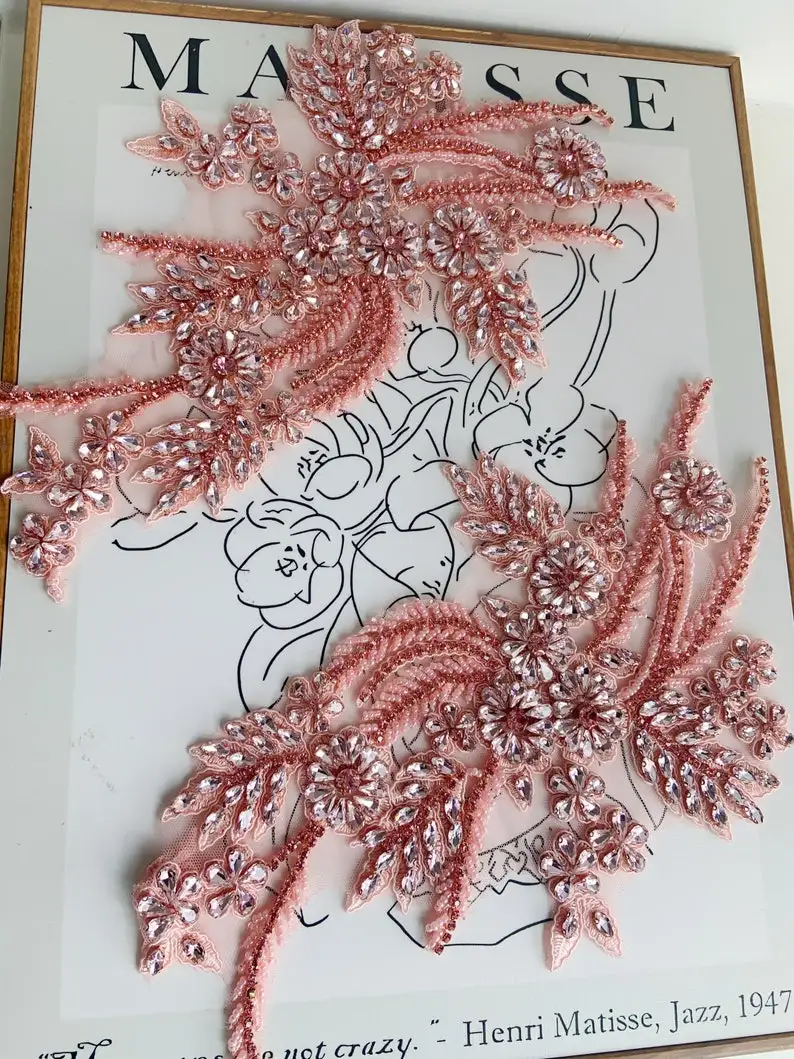 

Розовый цветочный лиф для танцевального костюма, лиф со стразами для свадебного платья, бального платья