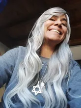 EASIHAIR-Peluca de cabello ombré ondulado para mujer afroamericana, cabellera artificial larga con flequillo, color gris, resistente al calor