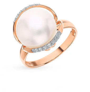 

Gold ring with cubic zirconia and pearls sunlight sample 585