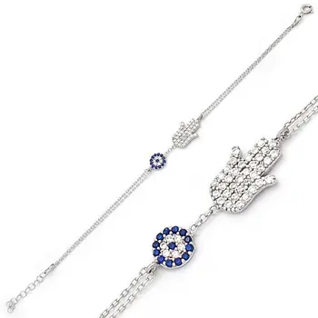 

925 Sterling silver Zircon Stone Fatma'nın Hand Model Bracelet