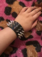 Único de tres fila puntiagudo hacen picos remache de cuero ancho Punk Rock gótico Unisex pulsera de hombre de la joyería