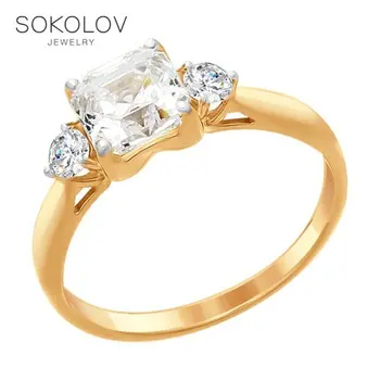 

SOKOLOV Ring gilded with silver Swarovski Crystals fashion jewelry 925 women's male