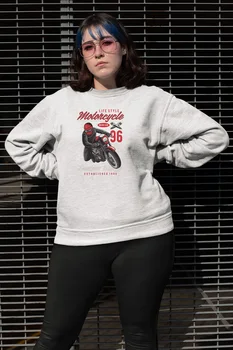 

Angemiel Wear Life Style Motorcyle White Women Sweatshirts