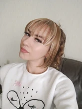 SHANGZI-Peluca de cabello sintético con flequillo, de pelo Natural con flequillo postizo, color negro, marrón claro, alta temperatura