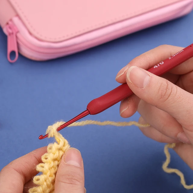 Tpr 9Pcs Piros Horgolthorgok Szilikon Fogantyúval Kötő Tűk Szerszámok Pu Rózsaszín Táska 2,0 Mm -Től 6,0 Méretű - Image 4