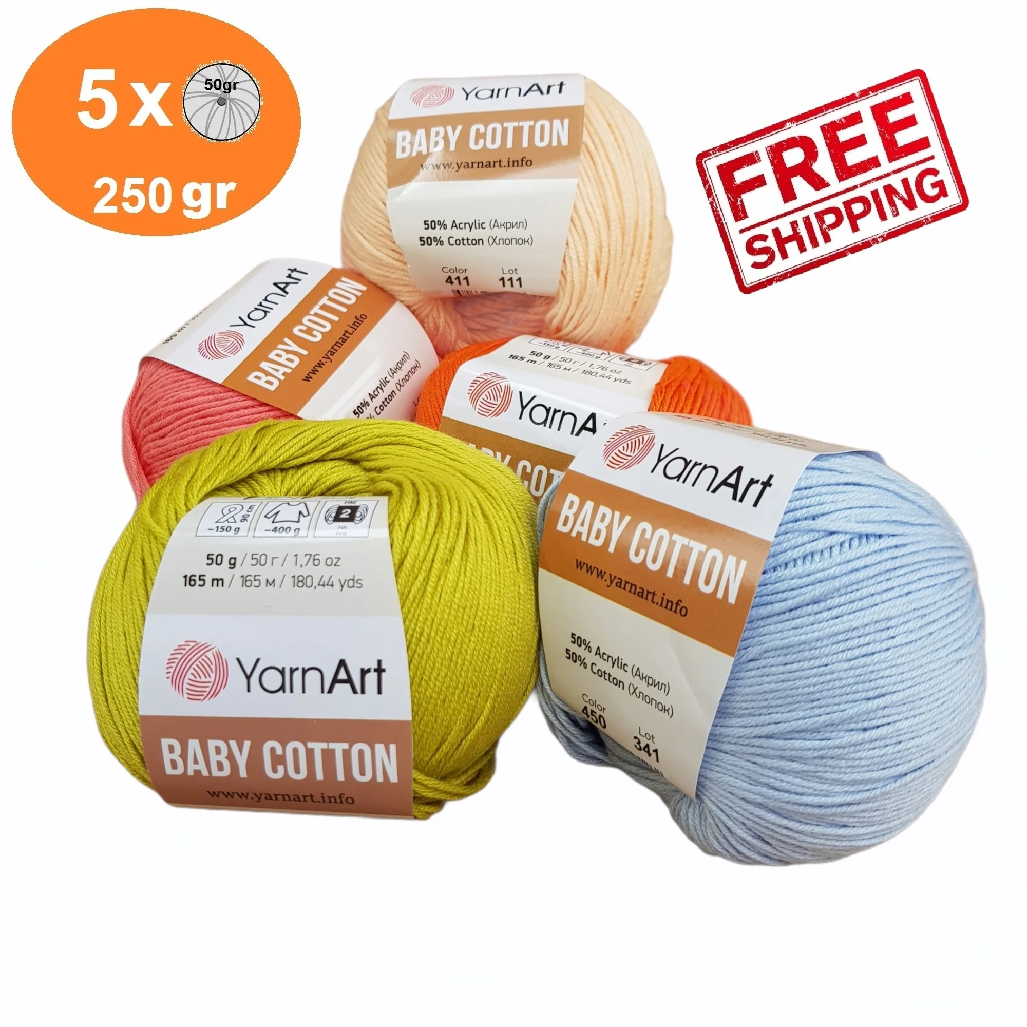 Детская Хлопковая пряжа Yarnart % 50 хлопок 5x50 гр-165 м Ранняя блузка амигуруми шаль