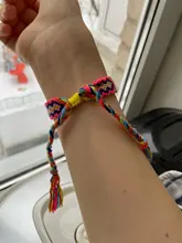 Pulsera trenzada de estilo étnico Retro bohemio, colorida, fluorescente, hecha a mano, cordón trenzado Multicolor