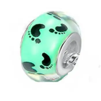 

ANGEMIEL Green Footprint Silver Murano Charm