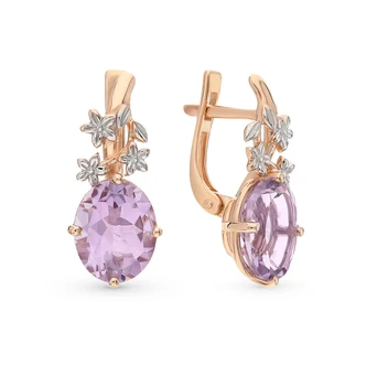 

Gold earrings with amethyst sunlight sample 585 test
