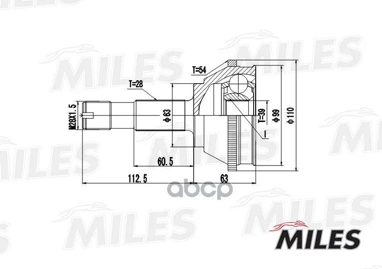 Шрус Citroen Jumper/Fiat Ducato/Peugeot Boxer 1.9d-2.8tdi 94- Нар. Abs 1000-1400 Miles Ga20068 Miles арт. GA20068