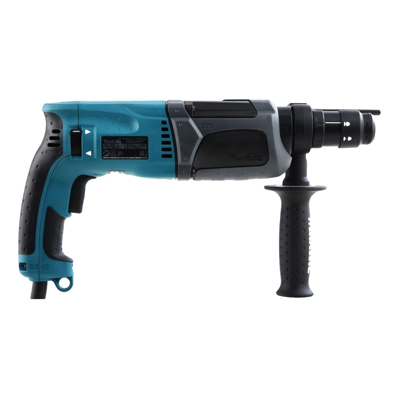 Перфоратор электрический Makita HR2470FT (Мощность 780Вт, скорость холостого хода 1100об/мин, 4500 ударов в минуту)