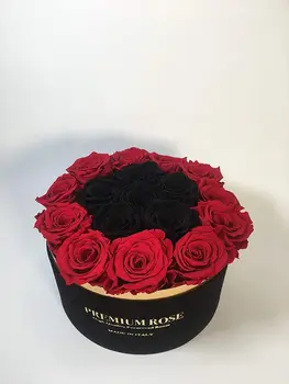

Premium Box cylinder Velvet Rose default red round Box Black (Black and red, 18)