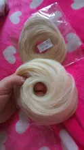 Similler banda de goma recto Scrunchie moño de rosquilla pelo de alta temperatura fibra sintética piezas de cabello marrón 613 # boda
