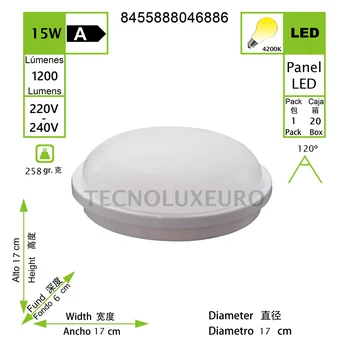

LED LUZ DE JARDÍN REDONDA AC220-240V 15W 4200K