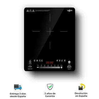 

Portable induction plate, 1900W, 29x37 cm, Full glass, extra large, tactil control, 10 power levels, timer