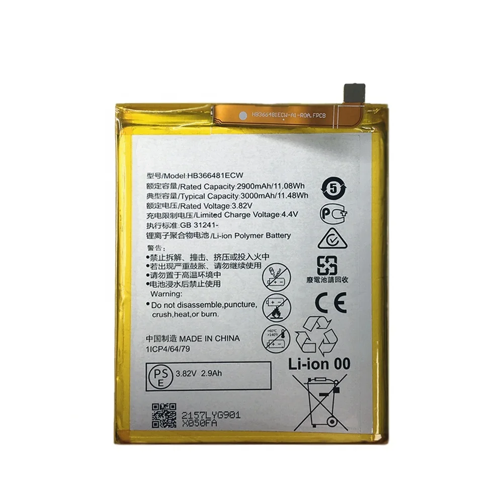 Аккумулятор для телефона Huawei HB366481ECW 3000 мАч Y6 Prime P Smart высококачественные Сменные