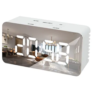 

LED Digital Alarm Clock Mirror Clock Multifunction Snooze Display Time Night Led Table Desktop Office Home Bedroom Decoration