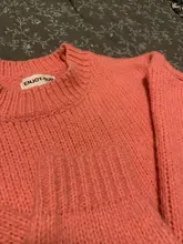 Women Sweater Outerwear Pullover Long-Sleeve Elegant Knitted Loose Pink Knitting Thick