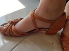 Zapatos de salón tango salsa Latino para niñas, zapatos de tacón bajo, 20 colores