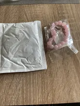 Pulsera elástica de cuarzo con piedra Natural para mujer, brazalete de color rosa en polvo, 2021