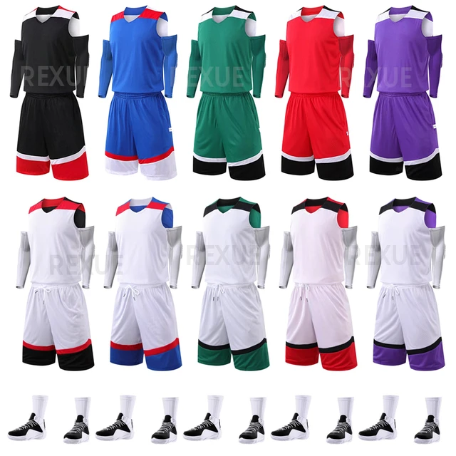 white blue red black design uniform customized sublimation reversible  basketball sets - AliExpress